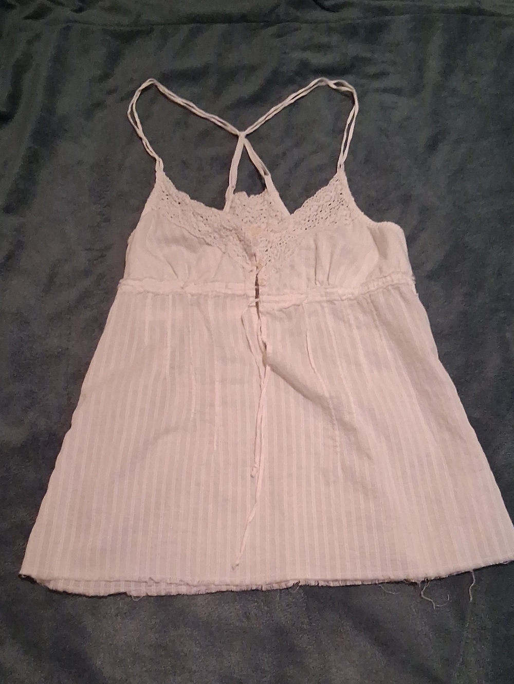 Hollister White Babydoll top Lace-Trim Crisscross Cami